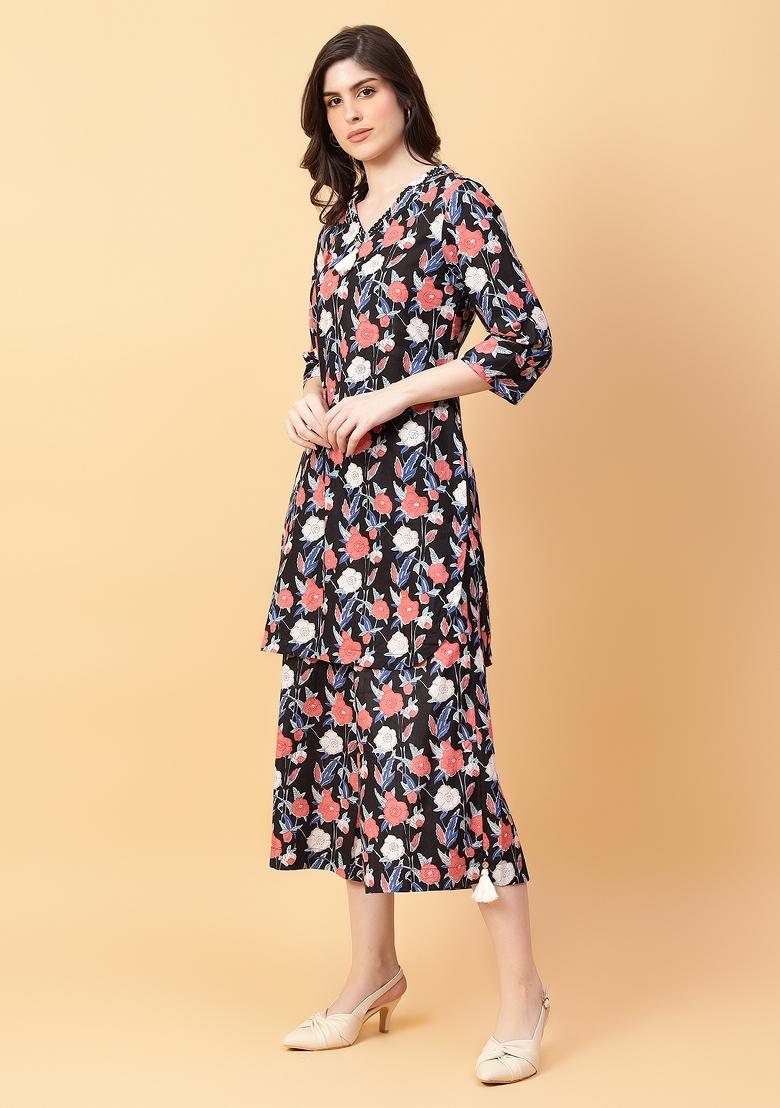 Black embroidered Cotton Co Ords Sets