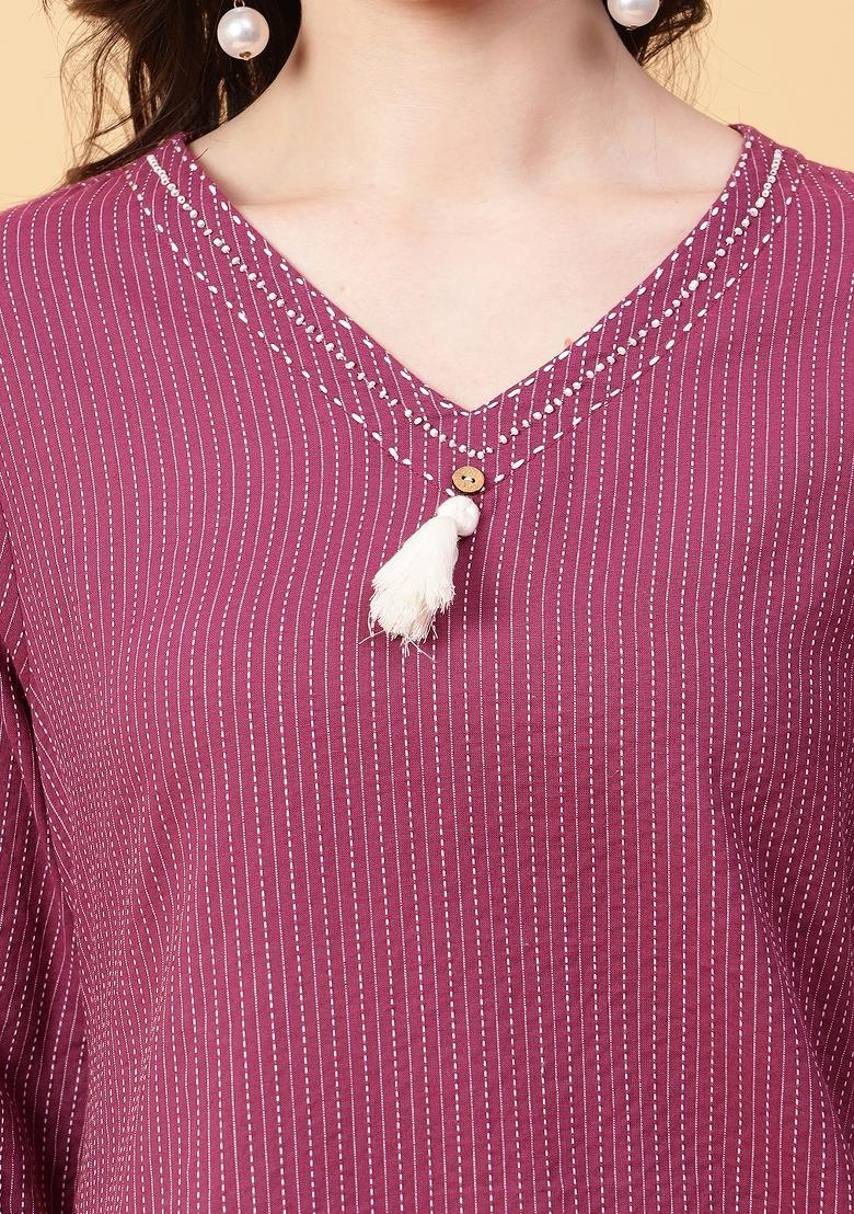 Purple embroidered Cotton Co Ords Sets