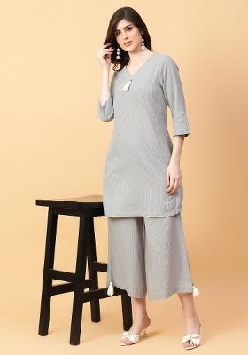 Grey embroidered Cotton Co Ords Sets