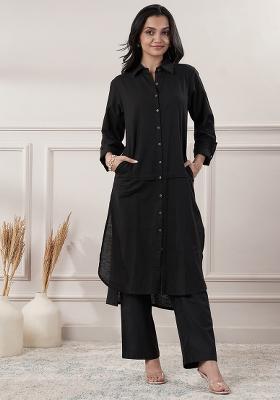 Fuchsia embroidered Cotton Co Ords Sets