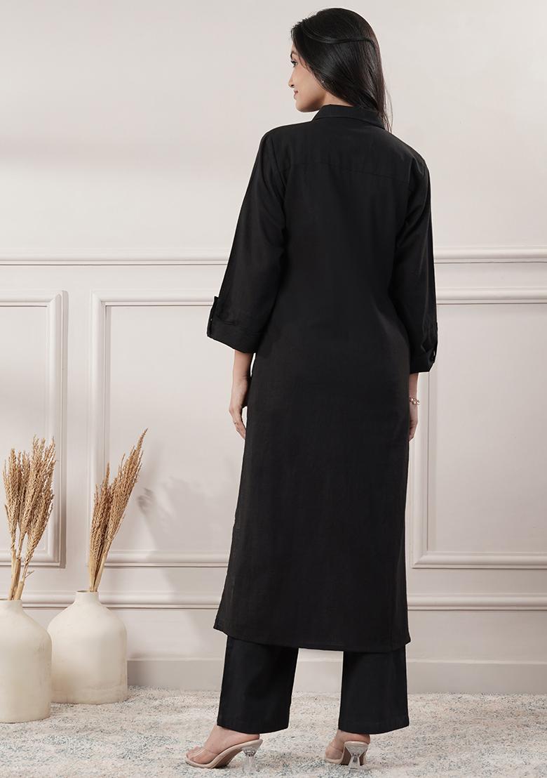 Fuchsia embroidered Cotton Co Ords Sets