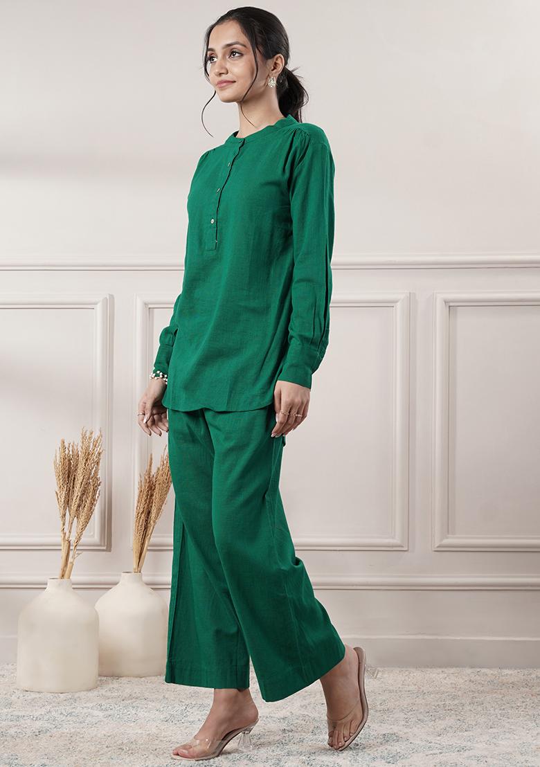 Fuchsia embroidered Cotton Co Ords Sets