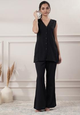 Fuchsia embroidered Cotton Co Ords Sets