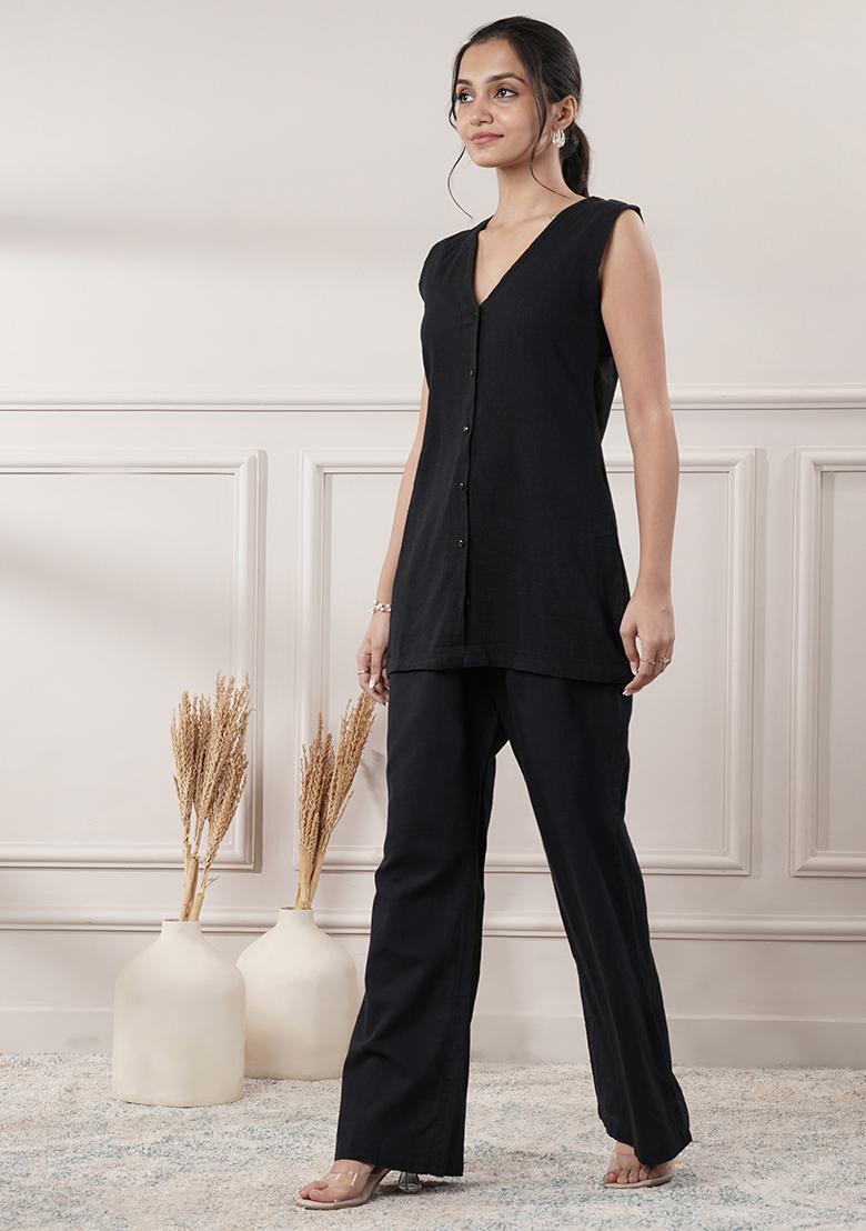 Fuchsia embroidered Cotton Co Ords Sets