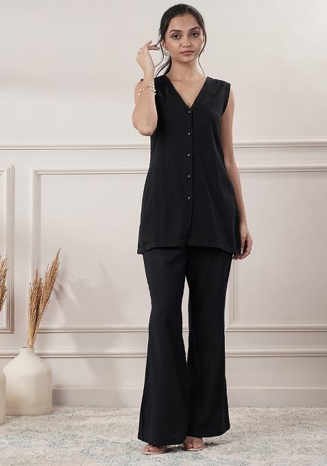 Fuchsia embroidered Cotton Co Ords Sets