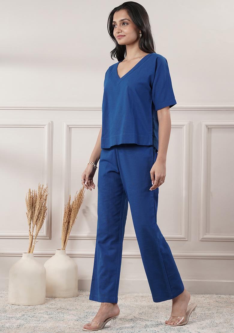 Smoke Blue embroidered Cotton Dress