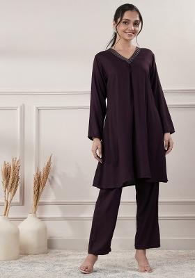 Khakhi embroidered Cotton Dress