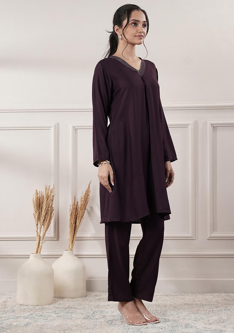 Khakhi embroidered Cotton Dress