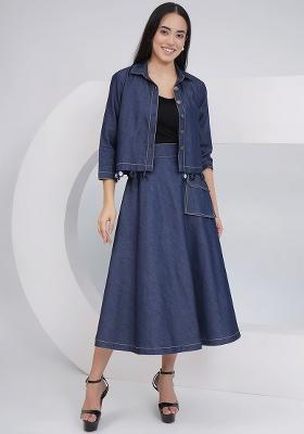 Black Embroidered Cotton Co Ord Set