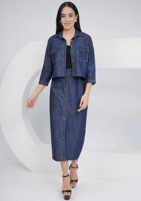 Black Embroidered Cotton Co Ord Set