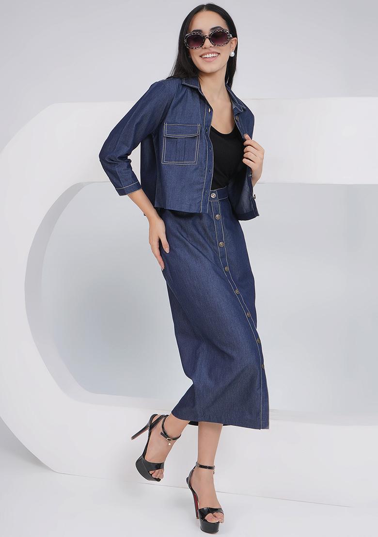 Black Embroidered Cotton Co Ord Set