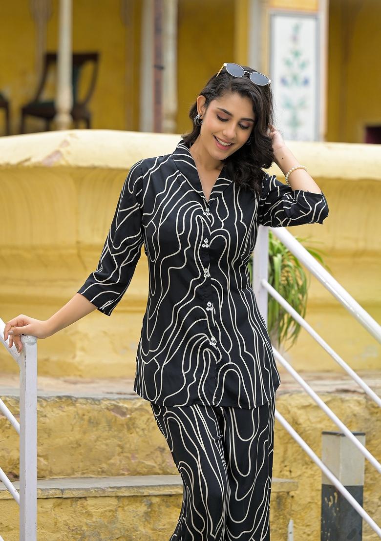 Black embroidered Muslin Co Ords Sets