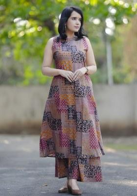 Multicolor Embroidered Cotton Salwar Kameez