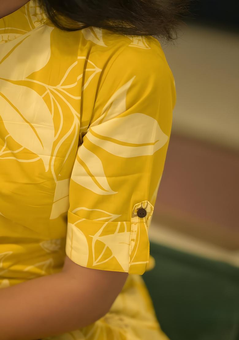 Yellow Embroidered Cotton Salwar Kameez