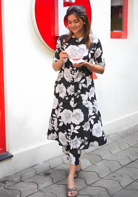 Black Embroidered Cotton Salwar Kameez