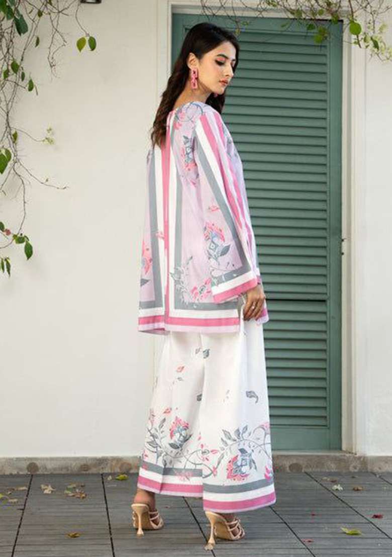 Pink Floral Print Rayon Co Ord Set - Indya