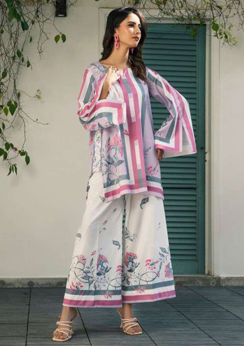 Pink Floral Print Rayon Co Ord Set - Indya