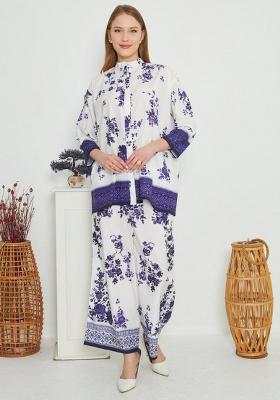 White Printed Rayon Co Ord Set