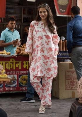 Peach Floral Print Rayon Co Ord Set