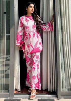 Pink Printed Rayon Co Ord Set
