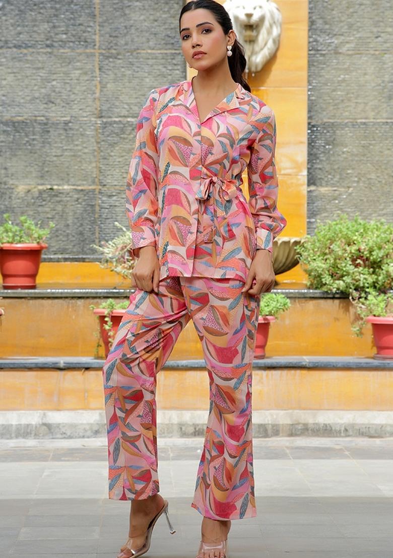 Multicolor Printed Cotton Clothing Set - Indya