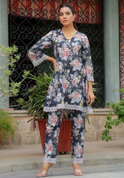 Black Printed Cotton Clothing Set