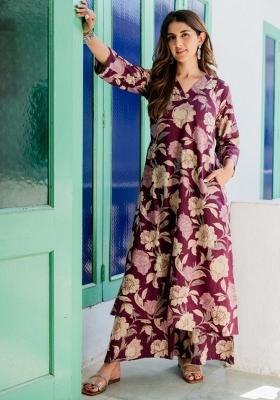 Purple Printed Rayon Co-ords Set