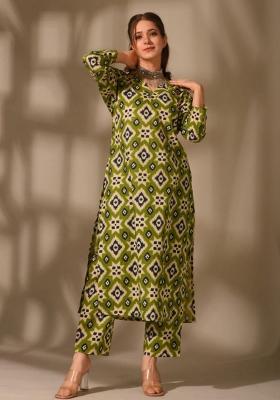 Green Printed Rayon Co-ords Set
