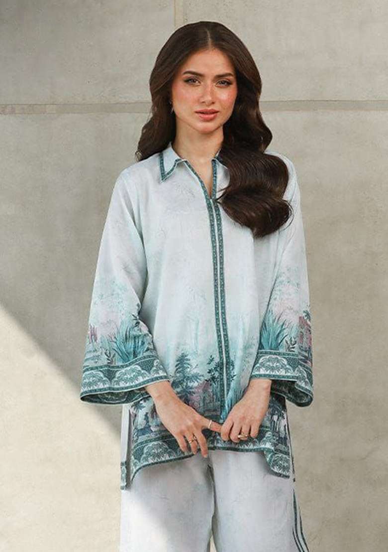 Blue Printed Rayon Co Ord Set - Indya