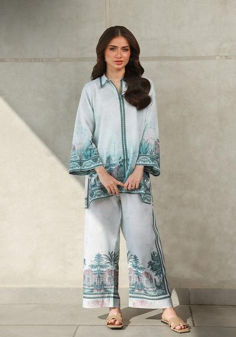 Blue Printed Rayon Co-ords Set