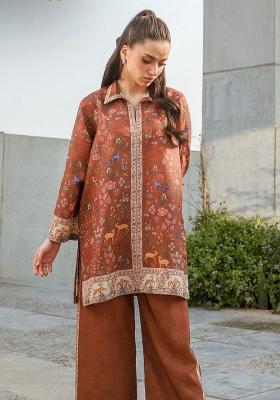 Brown Printed Rayon Co-ords Set