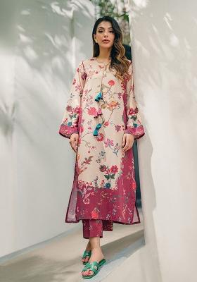 Maroon Printed Rayon Co-ords Set