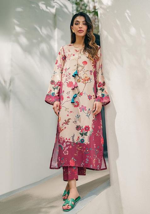 Maroon Printed Rayon Co-ords Set