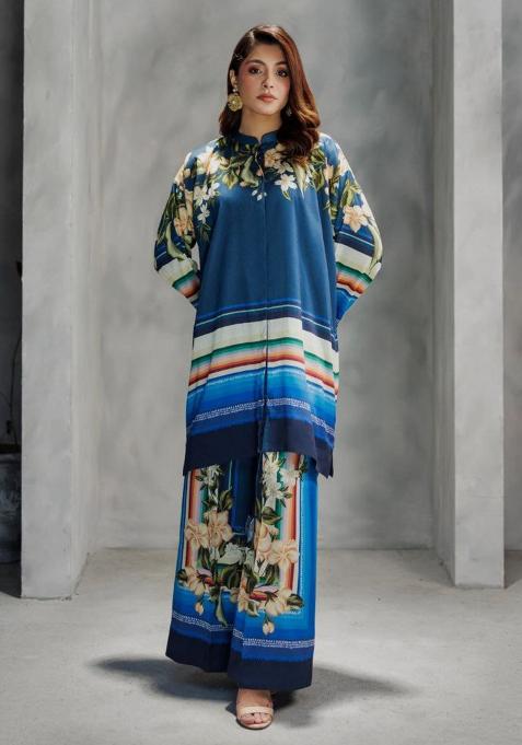 Blue Printed Rayon Co-ords Set