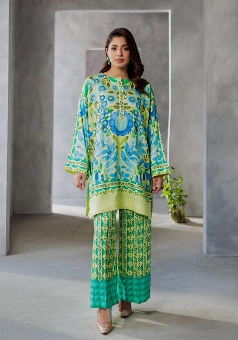 Green Printed Rayon Co-ords Set