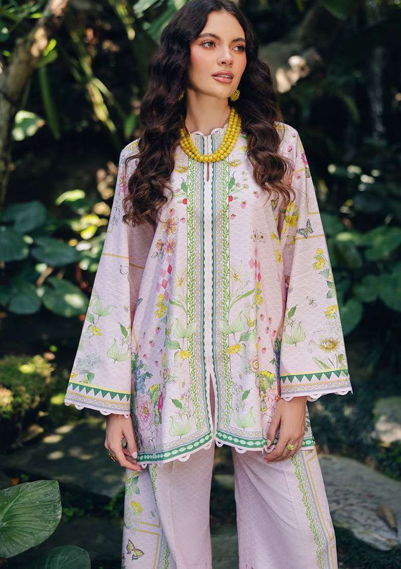 Pink Printed Rayon Pakistani Suit Set - Indya