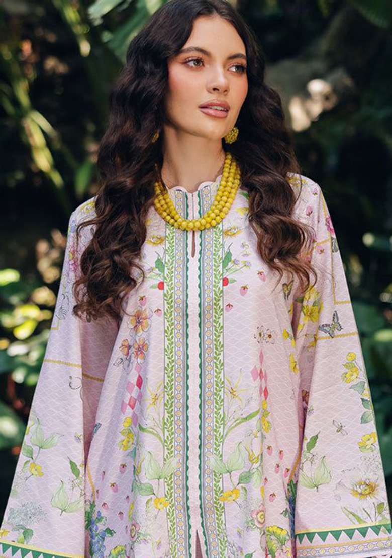 Pink Printed Rayon Pakistani Suit Set - Indya