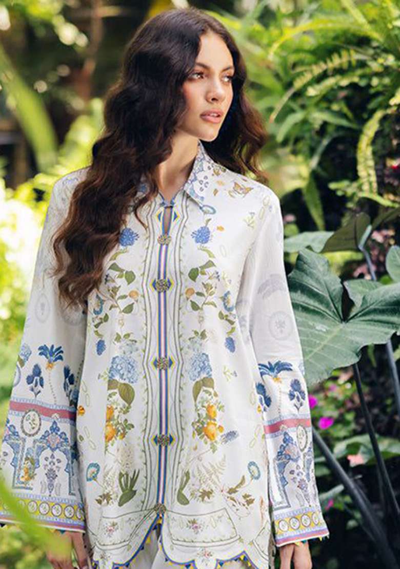 White Embroidered Rayon Co Ord Set - Indya