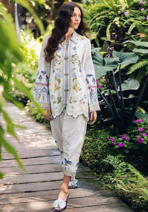 White Printed Rayon Co-ords Set