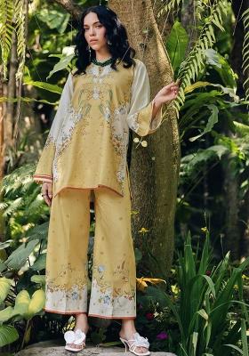 Yellow Printed Rayon Co-ords Set