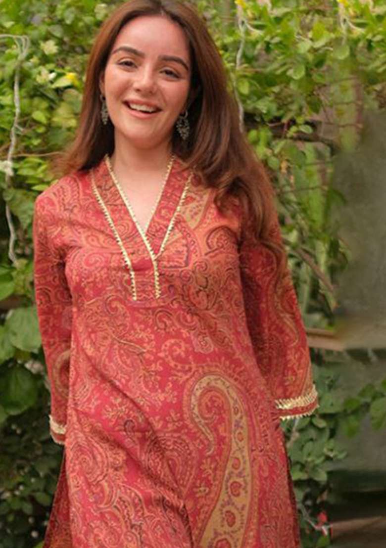 Maroon Printed Rayon Co Ord Set - Indya