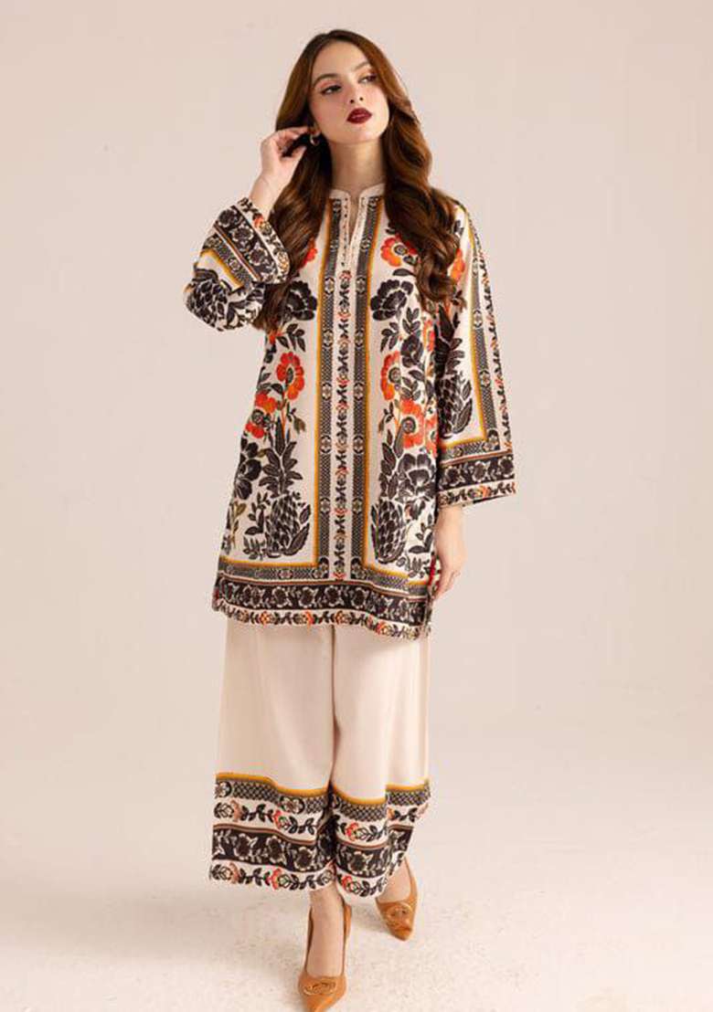 Black Printed Rayon Pakistani Suit Set - Indya