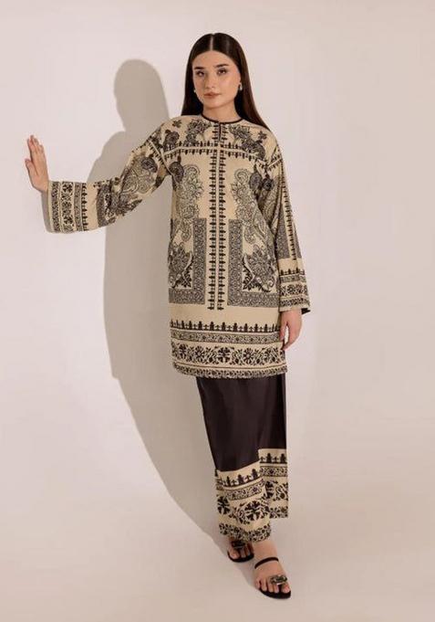 Cream Printed Rayon Co-ords Set