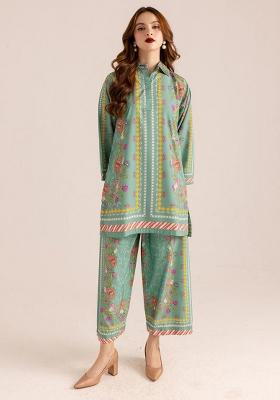 Green Printed Rayon Co-ords Set