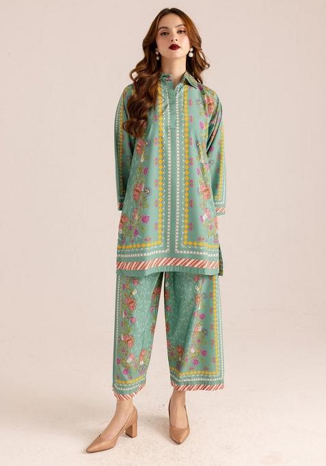 Green Printed Rayon Co-ords Set