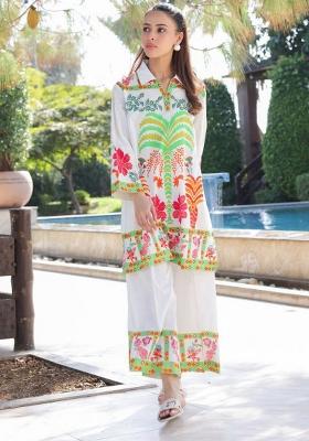 White Printed Rayon Co-ords Set