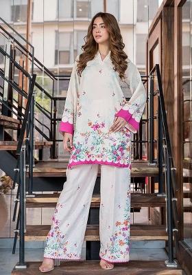 White Printed Rayon Co-ords Set