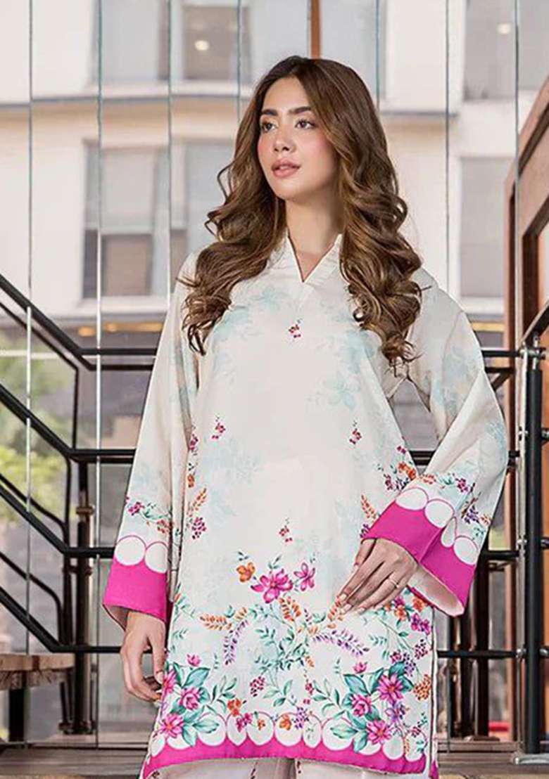 White Embroidered Rayon Co Ord Set - Indya