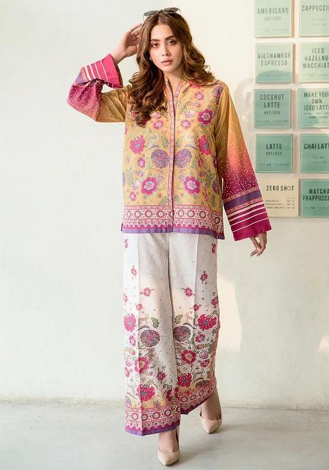 Orange Printed Rayon Co-ords Set