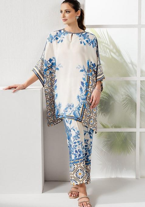 White Printed Rayon Co-ords Set